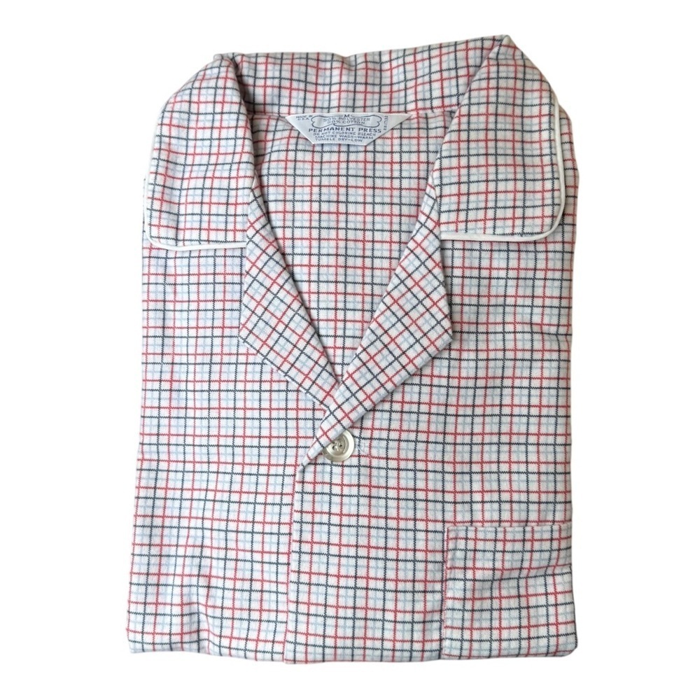 Vintage Permanent Press Flannel Button Up Pajama Shirt Men Medium NWT Plaid